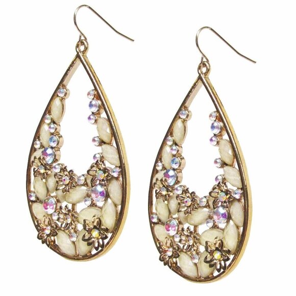 Source Unknown Jewelry - Boho Teardrop Earrings for Women Floral Details Gold Tone Fashion Jewelry gifts